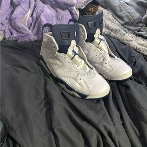 Air Jordan Retro Sneakers in White and Navy